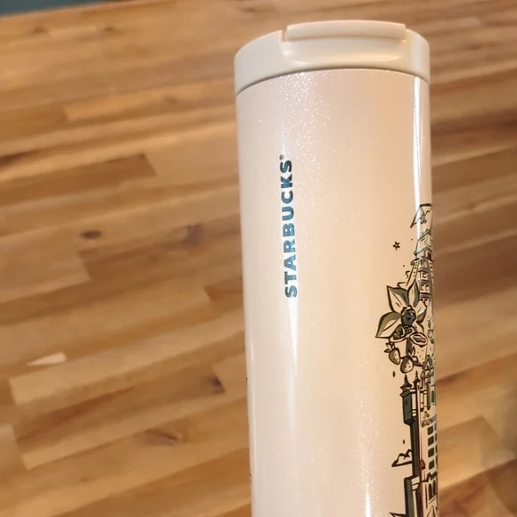 Starbucks Walt Disney World Cream and Gold Water Bottle with Whimsical Design - Picture 7 of 12